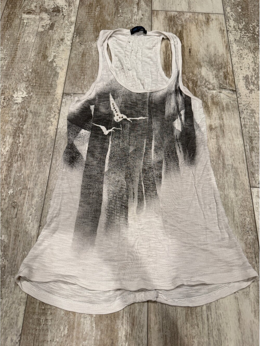 Love Culture Womens Graphic Tank Top White Studded Y2K Rock